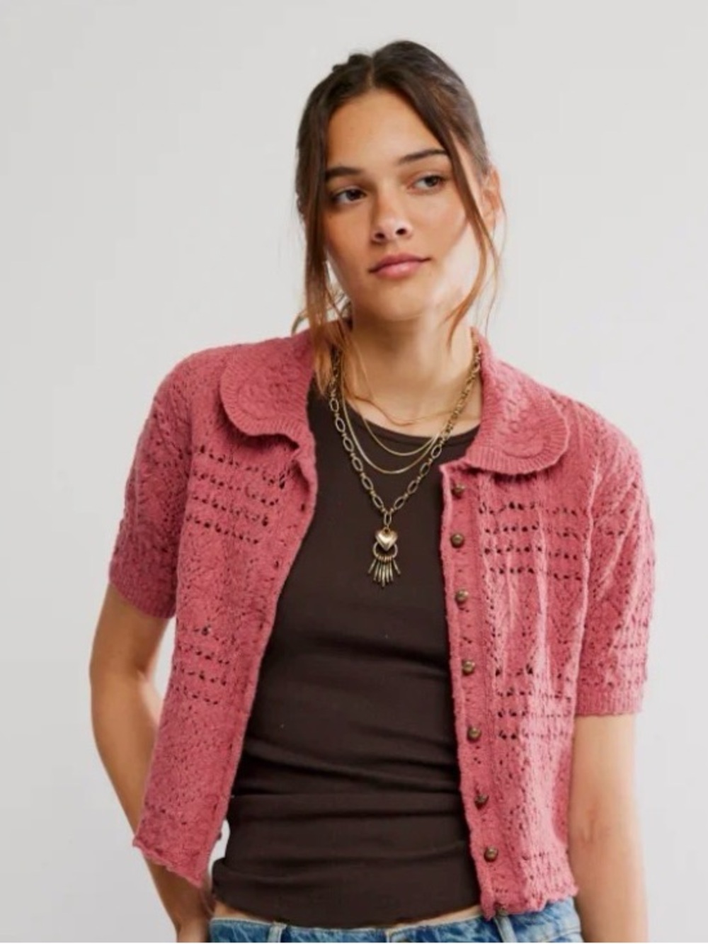 Free People Daylight Cardi in Rose